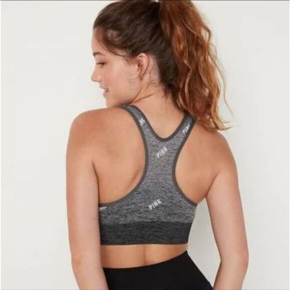 PINK Victoria's Secret Active Seamless Gray and Black Sports Bra - Picture 10 of 10